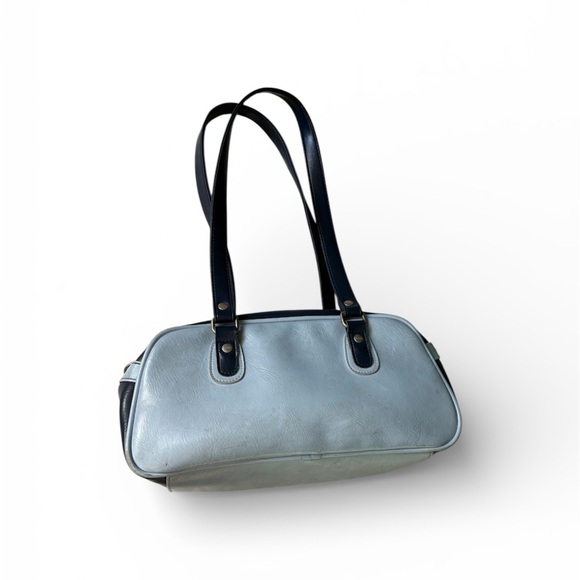 Y2K Vintage Roots Two-Tone Blue and Cream Shoulder Bag - Picture 2 of 2